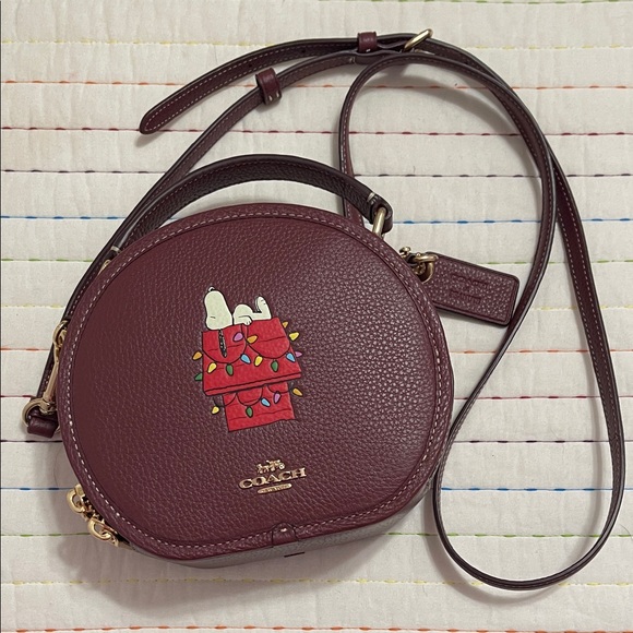 Coach Handbags - Coach Maroon Crossbody Bag with Snoopy Graphic